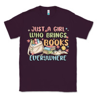 Plum just a girl who brings books everywhere Classic Tee - MaliasSmallBusiness