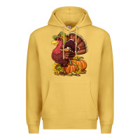Antique Gold Thanksgiving turkey with pumpkin and sunflower Premium Hoodie - NancyCooperArtShop