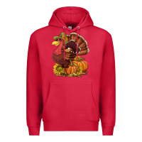 Cardinal Thanksgiving turkey with pumpkin and sunflower Premium Hoodie - NancyCooperArtShop