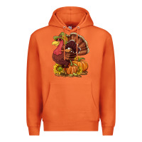 Carrot Thanksgiving turkey with pumpkin and sunflower Premium Hoodie - NancyCooperArtShop