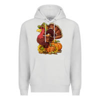 Dove Grey Thanksgiving turkey with pumpkin and sunflower Premium Hoodie - NancyCooperArtShop