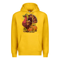 Lemon Thanksgiving turkey with pumpkin and sunflower Premium Hoodie - NancyCooperArtShop