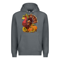Rock Thanksgiving turkey with pumpkin and sunflower Premium Hoodie - NancyCooperArtShop