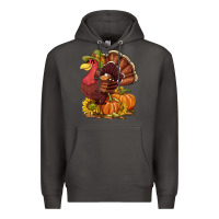 Smoke Thanksgiving turkey with pumpkin and sunflower Premium Hoodie - NancyCooperArtShop