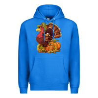 True Royal Thanksgiving turkey with pumpkin and sunflower Premium Hoodie - NancyCooperArtShop