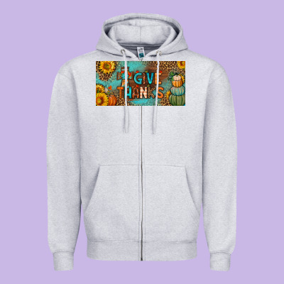Give Thanks License Plate Zipper Hoodie Designed By Bundleandbundleshop
