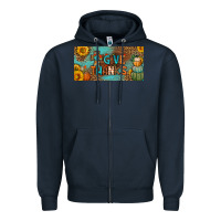 Navy give thanks license plate Zipper Hoodie - BundleAndBundleShop