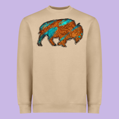 Bison Heavyweight Sweatshirt Designed By Jasminsmagicworld