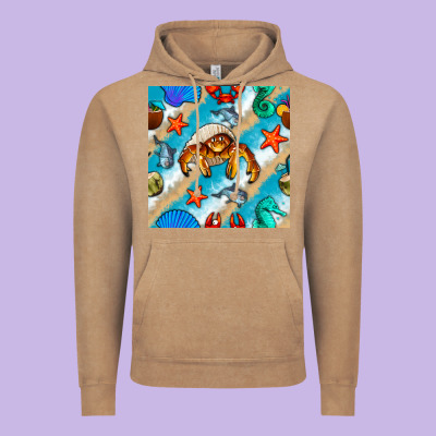 Sea Animals Vintage Hoodie Designed By Bundleandbundleshop