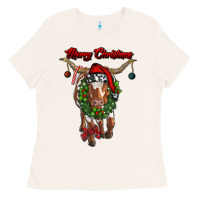 Bone merry christmas longhorn cow Ladies Tee - RanaPortraitStore