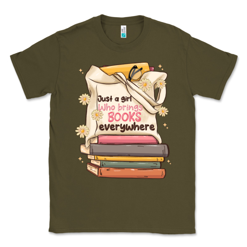 Just A Girl Who Brings Books Everywhere Classic Tee by MaliasSmallBusiness | Teevron