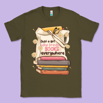 Just A Girl Who Brings Books Everywhere Classic Tee Designed By Maliassmallbusiness