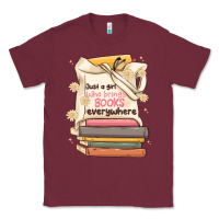 Burgundy just a girl who brings books everywhere Classic Tee - MaliasSmallBusiness