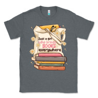 Charcoal Heather just a girl who brings books everywhere Classic Tee - MaliasSmallBusiness