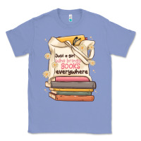 Colony Blue just a girl who brings books everywhere Classic Tee - MaliasSmallBusiness