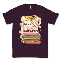 Plum just a girl who brings books everywhere Classic Tee - MaliasSmallBusiness
