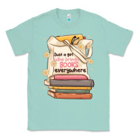 Seafoam just a girl who brings books everywhere Classic Tee - MaliasSmallBusiness