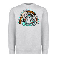 Heather Grey blessed rainbow cowhide aztec Heavyweight Sweatshirt - Jasminsmagicworld