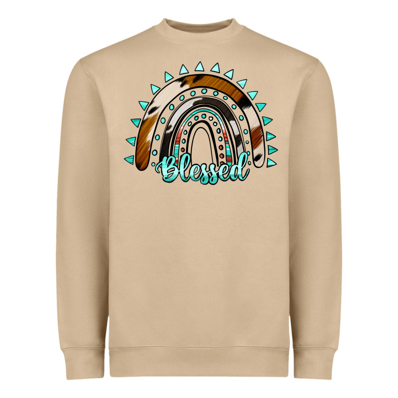 Blessed Rainbow Cowhide Aztec Heavyweight Sweatshirt by Jasminsmagicworld | Teevron
