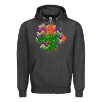 Charcoal Heather halloween patch Zipper Hoodie - BundleAndBundleShop