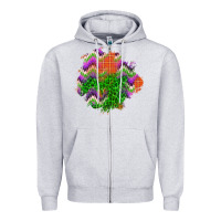 Heather Grey halloween patch Zipper Hoodie - BundleAndBundleShop