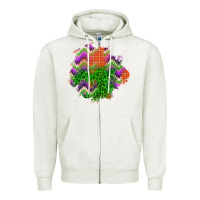 Oatmeal Heather halloween patch Zipper Hoodie - BundleAndBundleShop