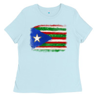 Baby Blue Mexico and Puerto Rico Flag Ladies Tee - texasbilliewilder