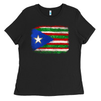 Black Mexico and Puerto Rico Flag Ladies Tee - texasbilliewilder