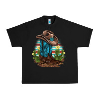Black western boots and hat cactus leopard serape pattern Urban Heavy Tee - BarkalooDesign