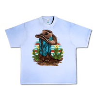 Grape Ice western boots and hat cactus leopard serape pattern Urban Heavy Tee - BarkalooDesign