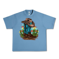 Pebble Blue western boots and hat cactus leopard serape pattern Urban Heavy Tee - BarkalooDesign