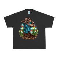Pigment Black western boots and hat cactus leopard serape pattern Urban Heavy Tee - BarkalooDesign