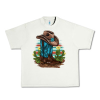 Pistachio western boots and hat cactus leopard serape pattern Urban Heavy Tee - BarkalooDesign