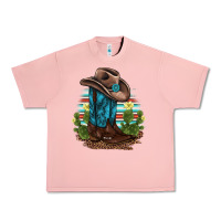 Salmon western boots and hat cactus leopard serape pattern Urban Heavy Tee - BarkalooDesign