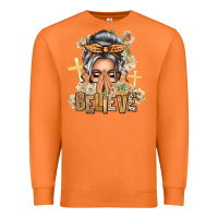 Carrot Silver White Believe Praying Caucasian Messy Bun Premium Sweatshirt - texasbilliewilder