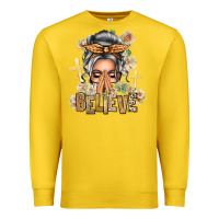 Lemon Silver White Believe Praying Caucasian Messy Bun Premium Sweatshirt - texasbilliewilder