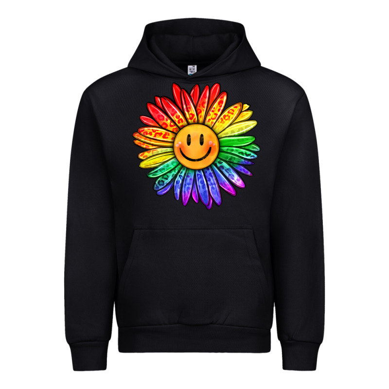 Rainbow Smiley Face Sunflower Urban Hoodie by OliviaCreatesArt | Teevron