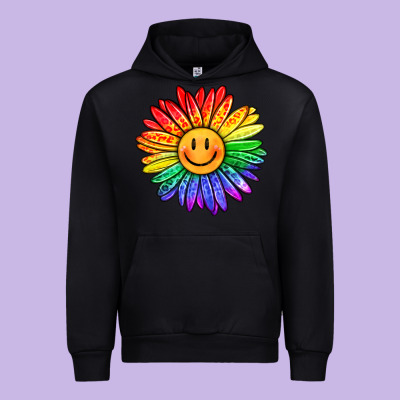 Rainbow Smiley Face Sunflower Urban Hoodie Designed By Oliviacreatesart