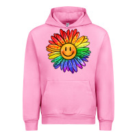 Fuchsia Pink rainbow smiley face sunflower Urban Hoodie - OliviaCreatesArt