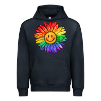 Navy rainbow smiley face sunflower Urban Hoodie - OliviaCreatesArt