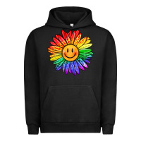 Pigment Black rainbow smiley face sunflower Urban Hoodie - OliviaCreatesArt