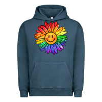 Pigment Midnight Navy rainbow smiley face sunflower Urban Hoodie - OliviaCreatesArt