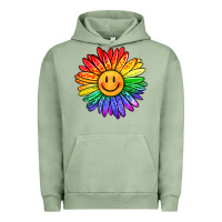 Pigment Oil Green rainbow smiley face sunflower Urban Hoodie - OliviaCreatesArt