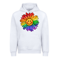 White rainbow smiley face sunflower Urban Hoodie - OliviaCreatesArt