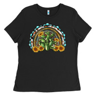 Black western rainbow with cactus Ladies Tee - RanaPortraitStore