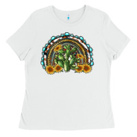 White western rainbow with cactus Ladies Tee - RanaPortraitStore