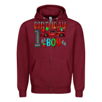 Burgundy birthday boy 1 Zipper Hoodie - BundleAndBundleShop