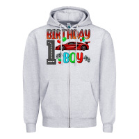 Heather Grey birthday boy 1 Zipper Hoodie - BundleAndBundleShop