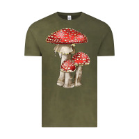Vintage Olive Autumn Mushroom Illustrations Vintage Tee - LillyAllenDesigns