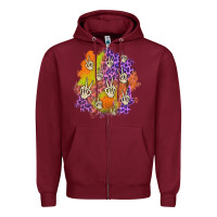 Burgundy halloween patch Zipper Hoodie - BundleAndBundleShop